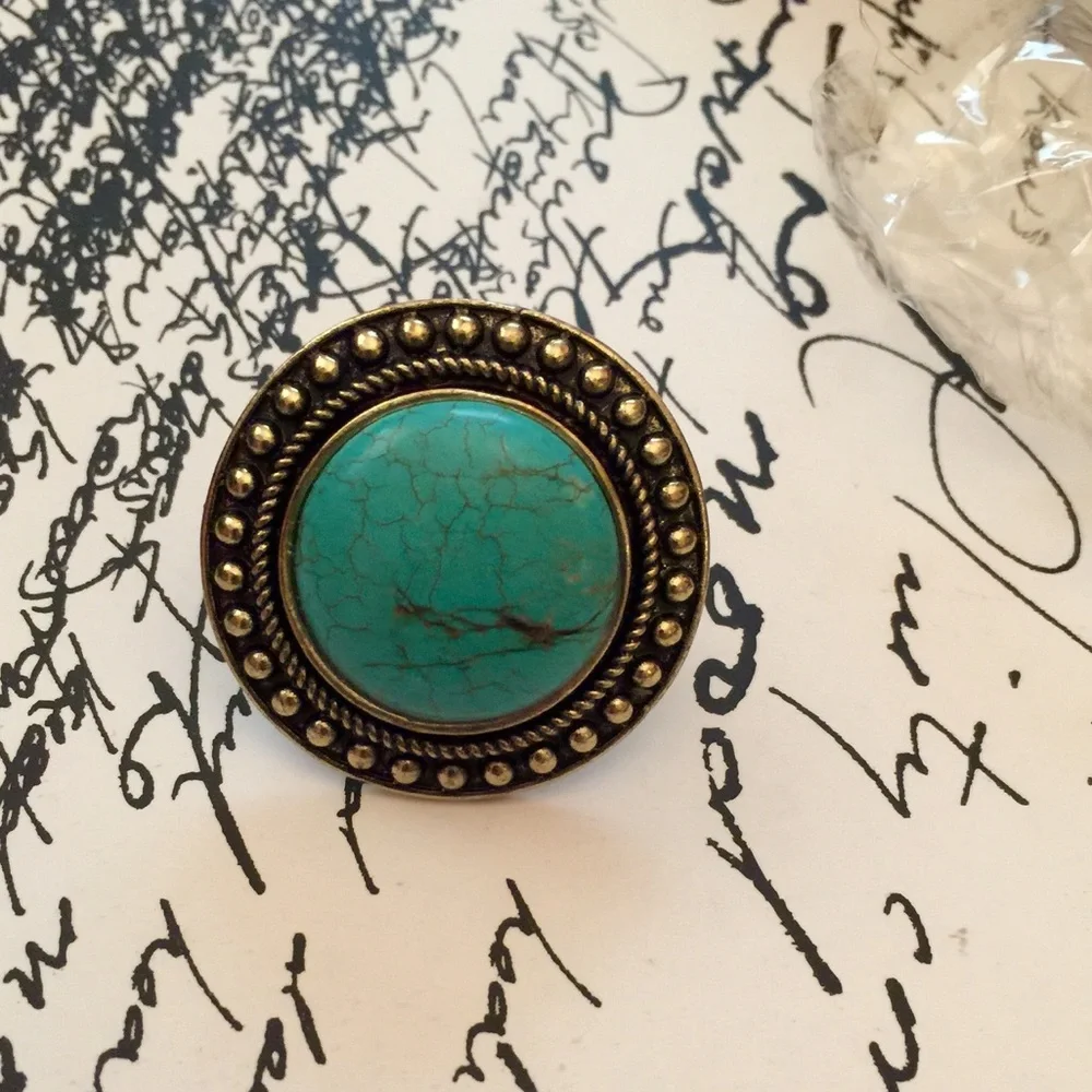 Vintage Turquoise Large Statement Adjustable Ring